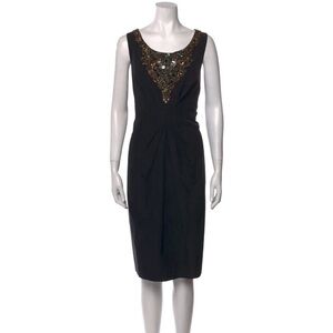 Lafayette 148 New York Black Sleeveless Dress beaded cocktail evening 14